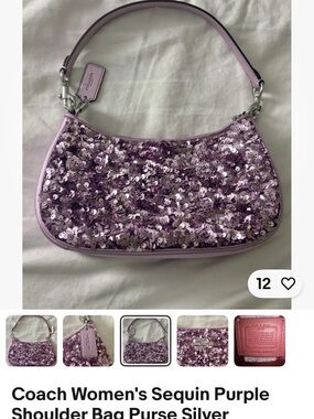 Coach Lavender Sequin Shoulder Bag with Silver Accents